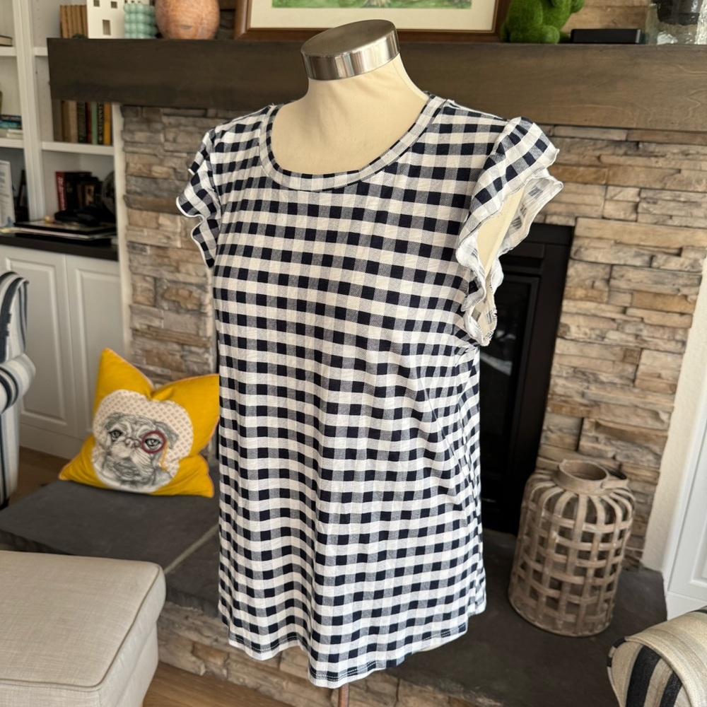 Maurices Black and White Checkered Short Sleeve Top
